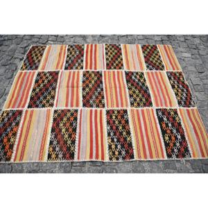 Tapis turc 4,8 x 6,1 pieds, tapis patchwork, tapis à fleurs rouges en laine - Product Image 4