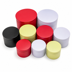 Livraison rapide RTS, boîtes à bougies de 4 oz, 8 oz, 16 oz avec couvercle, rondes, noires, blanches, jaunes, en métal mat sans soudure, contenants pour bougies - Product Image 1