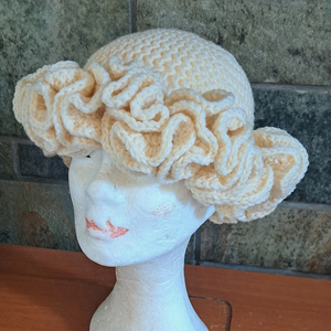 Sombrero de Ganchillo Estilo Europeo Americano con Volantes para Mujer, Ideal para el Verano, Uso Diario y Fiestas, con Rayas y Patrón a Cuadros - Product Image 2
