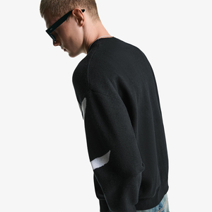 Pull-over rayé à col ras du cou pour hommes personnalisé OEM & ODM Sweat-shirt tricoté à boutons de couleur unie avec chemise blanche - Product Image 4