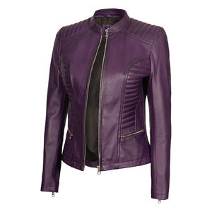 Veste en cuir véritable pour femmes, logo personnalisé, OEM, cuir d'agneau véritable, cuir de vache, haute couture, vente en gros, usine - Product Image 5