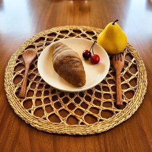 Bohemian Natural Seagrass Table Mat Handwoven Woven Dining Charger Plate Rustic Decor Wholesale <b>Christmas</b> New year Table Decor - Product Image 2