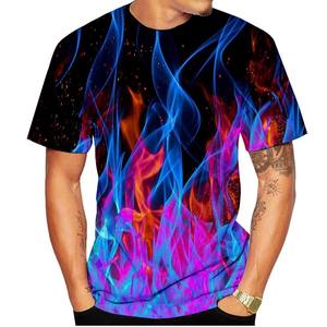Cool Fire Flame 3D Print T-Shirts Hommes T-shirt à manches courtes Streetwear Top surdimensionné Vêtements pour enfants - Product Image 1