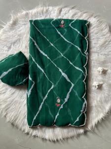 Collection de saris en tissu imprimé numérique Pure Georgette Bandhani - Product Image 2