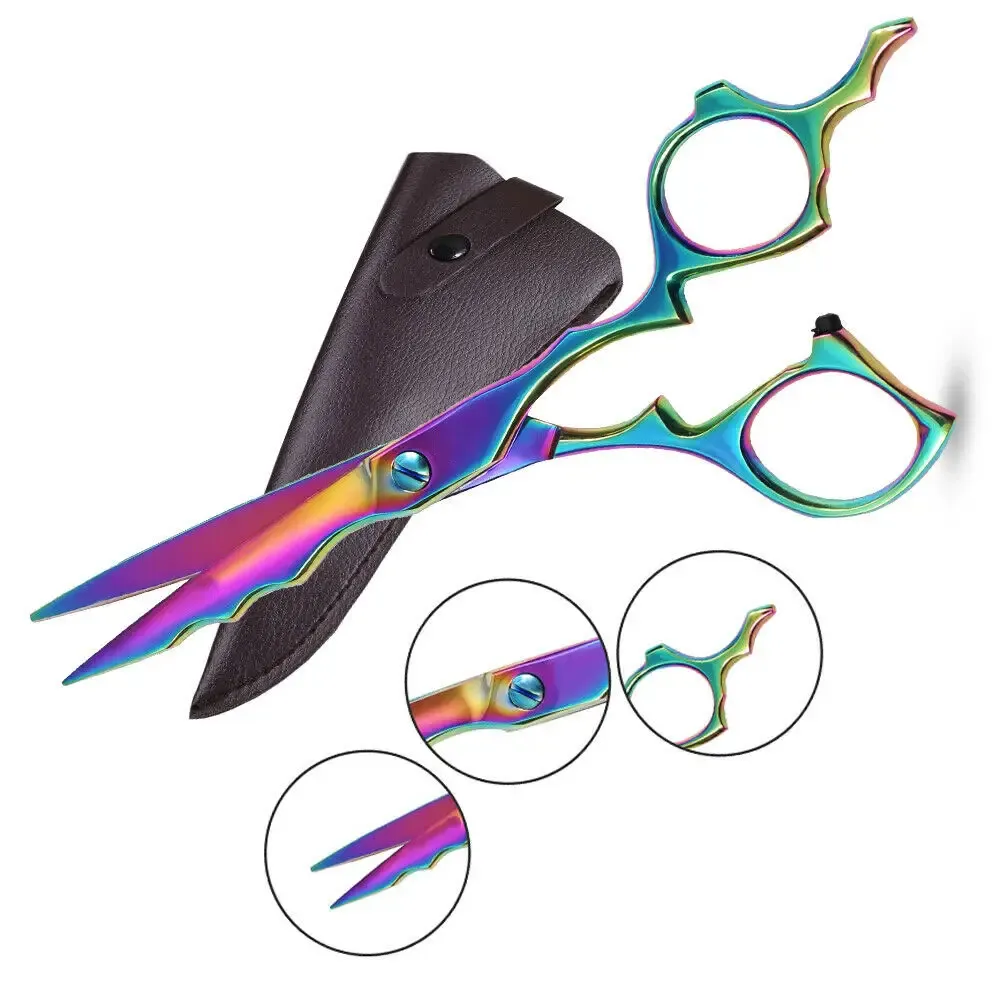 Ciseaux de coiffeur ultra pointus couleur arc-en-ciel bord de rasoir ciseaux de coupe de cheveux ciseaux de coiffeur ciseaux de coupe de cheveux avec repose-doigt