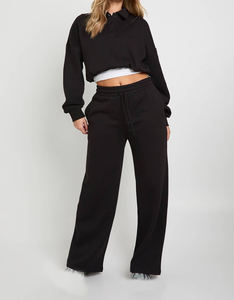 Conjunto de Sudadera Corta y Pantalones Deportivos de Corte Holgado, Cintura Elástica, Ropa Informal de Manga Larga, Felpa, para Producción al por Mayor OEM ODM - Product Image 3