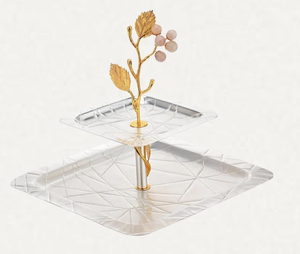 แท่นรองเค้กโลหะแบบพิเศษ2ชั้นพร้อมถาดงูสำหรับงานแต่งงานงานวันเกิดจานทองเหลืองสีเงินสำหรับคัพเค้กผลไม้ - Product Image 5