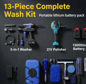 (T&D) Kit de Lavado de Autos Inalámbrico de 13 Piezas, Pulidora con Batería de Litio de 21V, Juego de Herramientas de Detallado - Product Image 1