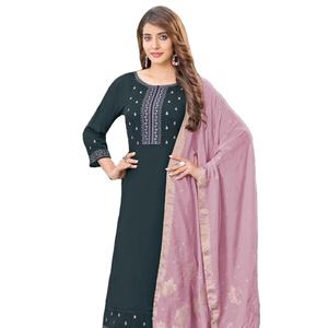 Reyon ทอผ้าด้วยการพิมพ์ kurti ด้วยงานปักและงานฝีมือและดิบัตต้ามัสลิน Jacquard - Product Image 1