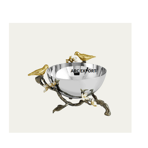 ชามสำหรับใช้ในครัวชามอาหารดีไซน์ลายดอกไม้ใบไม้สีเงินและสีดำที่สวยงามทำด้วยมือสุดหรู - Product Image 1