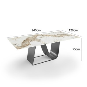 Mesa de Comedor Moderna con Base de Acero Inoxidable y Tapa de Mármol, Diseño de 2640 cm de Longitud, Capacidad para Más de 10 Personas - Product Image 6