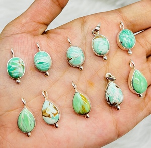 Anillos variscita turquesa de alta calidad, joyería de plata, gemas de árbol de diamantes, venta al por mayor - Product Image 6