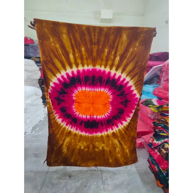 Gaun tunik pas longgar sangat besar pakaian resor shirring gaun pendek Boho ikat celup buatan tangan kaftan wanita