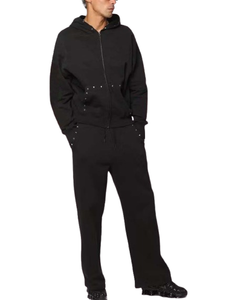 Último personalizado de los hombres Slim Fitness ácido lavado chándal personalizado Jogging traje Casual Streetwear al por mayor de diamantes de imitación personalizados - Product Image 2