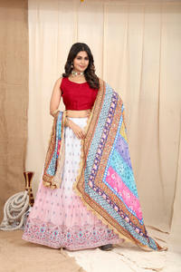 Último diseñador Chinon Silk Zari bordado trabajo Lehenga Choli por Fab Zone - Product Image 4