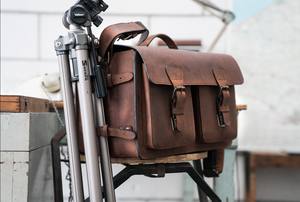 Design élégant en cuir véritable écologique léger sac pour appareil photo fermeture éclair Durable pliable facile emballage voyage en plein air inde - Product Image 4