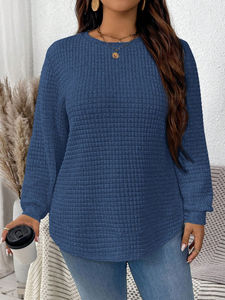 Sweat-shirt personnalisé pour femmes style perlé Sweat-shirt tricoté gaufré de couleur unie tricoté gaufré pour dames - Product Image 3