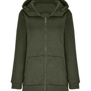 Unisex logotipo personalizado transpirable a prueba de viento respetuoso con el medio ambiente cremallera completa polar bordado con capucha invierno estilo Hip Hop venta al por mayor sólido - Product Image 5