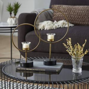 Bougeoir deux tons noir et or en métal coulé Décoration de la maison Bougeoirs en métal nouveauté - Product Image 1