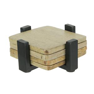 Sous-verres ronds en bois inachevés de 4 pouces-Paquet de 6 avec support poncé prêt artisanat décoratif sous-verres et tampons en bois non finis pierre - Product Image 5