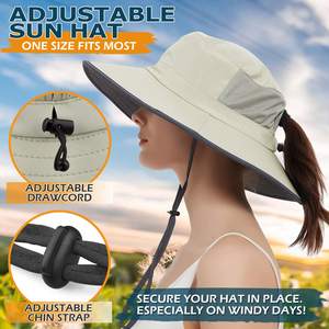 Pas cher prix femmes hommes logo personnalisé plage Camouflage coton camouflage pêche pêcheur seau chapeau avec ficelle - Product Image 4