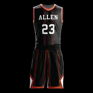 Ensemble de maillot et short de basket-ball respirant personnalisé en polyester 100% pour hommes, uniforme toutes saisons - Product Image 4