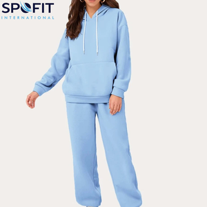 ชุดวอร์มสองชิ้นสำหรับผู้หญิงมีสไตล์กางเกงขาบานแบบสวมหัวแขนยาวสำหรับฤดูหนาว - Product Image 2