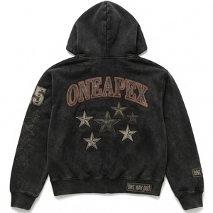 Sudadera con capucha negra para hombre, estilo racing, con cremallera, oversize, streetwear, gráfica, forro polar, bordado, chaqueta casual personalizada - Product Image 2