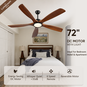 72 Inch Modern <b>Ceiling</b> <b>Fan</b> <b>with</b> Light,Walnut Finish Large <b>Ceiling</b> <b>Fan</b> for Bedroom,Quiet DC Motor,<b>Remote</b> <b>Control</b> - Product Image 1