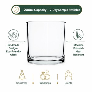 Portacandele Cilindrico in <span class=keywords><strong>Vetro</strong></span> Trasparente da 200ml, Design Artigianale per Natale, Matrimoni ed Eventi, Campione Disponibile per 7 Giorni - Product Image 6