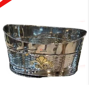 Enfriador de vino de metal con aspecto martillado de forma ovalada de cobre de última moda para restaurante y bar de hotel - Product Image 5