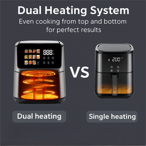 <span class=keywords><strong>Friteuse</strong></span> à air chaud 1800W à double chauffage, grande capacité 8L, chaleur supérieure et inférieure, en acier inoxydable, écran tactile numérique - Product Image 6