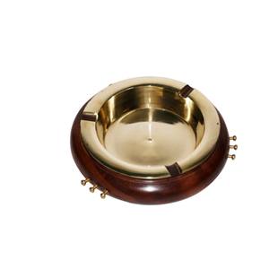 Cenicero de Madera de Sheesham Hecho a Mano con Copa de Latón Macizo, Cenicero Redondo Vintage Decorativo para el Hogar, Bar, Accesorio para Fumar, Artículo de Regalo Artesanal - Product Image 1