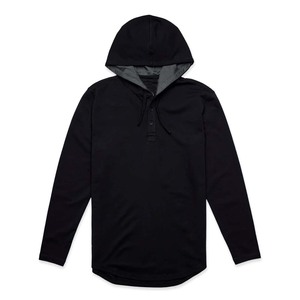 Camiseta de manga larga de algodón para hombre, Sudadera de cuello redondo con capucha, CON CAPUCHA DE Fitness Tops, camiseta de fondo con capucha - Product Image 1