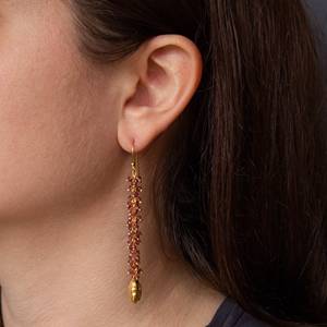 Boucles d'oreilles pendantes créoles bohèmes, élégantes et tendance, en pierre précieuse naturelle grande taille, grenat brut, pierre de naissance de janvier, plaqué argent, cadeau pour elle - Product Image 2