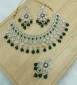 Luxury Indian Kundan Choker Necklace Set with Earrings and Maang Tikka Gold Plated <b>Pearl</b> <b>Jewelry</b> Set - Product Image 1