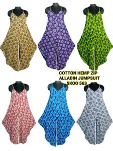 Nouveau Aladdin Style Jumpsuit Boho Casual Wear en coton durable Chanvre Zip Loose Fit Respirant Tissu pour Street Wear - Product Image 3