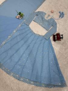 Hermosa ropa de fiesta Lehenga Choli con hilo y trabajo de secuencia - Product Image 2