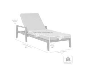 Chaise longue pliable en bois massif minimaliste moderne, mobilier d'extérieur pour piscine, hôtel, villa - Product Image 6