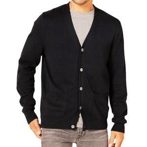 Suéter Cárdigan Informal de Punto 12GG para Hombre, 100% Algodón, Color Sólido Personalizado en la Parte Delantera, Venta al por Mayor, Alta Calidad, Novedad de 2025 - Product Image 5