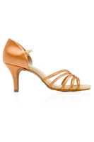 Zapatos de Baile Latino/Salsa para Mujer Bold Smart BS 0173, Parte Superior de Satén, Tacón Medio Alto, Cuero Genuino de Primera Calidad