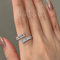 Bague en moissanite taille émeraude plaquée or 14 carats, design minimaliste de luxe, bague à contour dégradé pour fiançailles, mariage, fête, cadeau