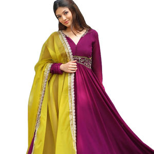 Último diseñador Faux Georgette Thread Organza Work Anarkali vestido de Fab Zone - Product Image 1