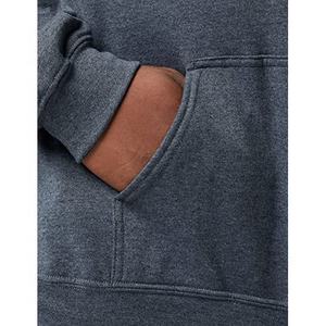 Sweat-shirt à capuche à manches longues en coton français charcoal pour hommes, décontracté, décontracté et solide, épaule tombante, brodé - Product Image 4