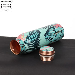 Best Selling Plain Green Printed Copper Bottle for <b>Drinking</b> and Storing Water Pure Copper Water Bottle - Product Image 5