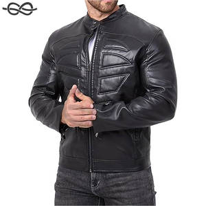 Chaquetas de cuero PU para motocicleta para hombre, cortavientos de motorista con cuello levantado y cremallera, prendas de vestir exteriores ajustadas, protección duradera elegante - Product Image 4