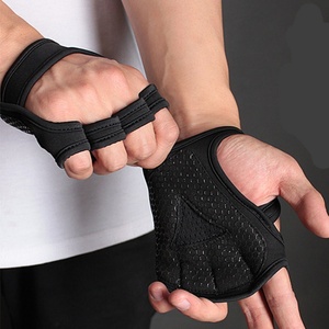 Fingerless Leather Neoprene Padded <b>Weight</b> Lifting Gym Gloves Unisex - Product Image 4