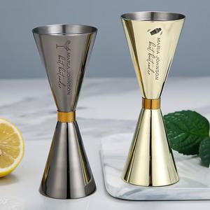 Jigger de Barra de Doble Cara de Acero Inoxidable de Lujo con Elegante Acabado Dorado y Plateado, Medición Precisa para Bar Profesional - Product Image 1