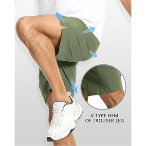 Shorts de bain pour hommes à séchage rapide, cordon de serrage, taille élastique, hydrofuges, protection solaire, poches, pour la plage et la gym - Product Image 3
