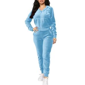Conjunto Deportivo de 2 Piezas de Terciopelo con Capucha de Invierno Personalizado, Estilo Hip Hop, para Mujer, con Bordado, Traje Deportivo para Hombre 2026 - Product Image 1